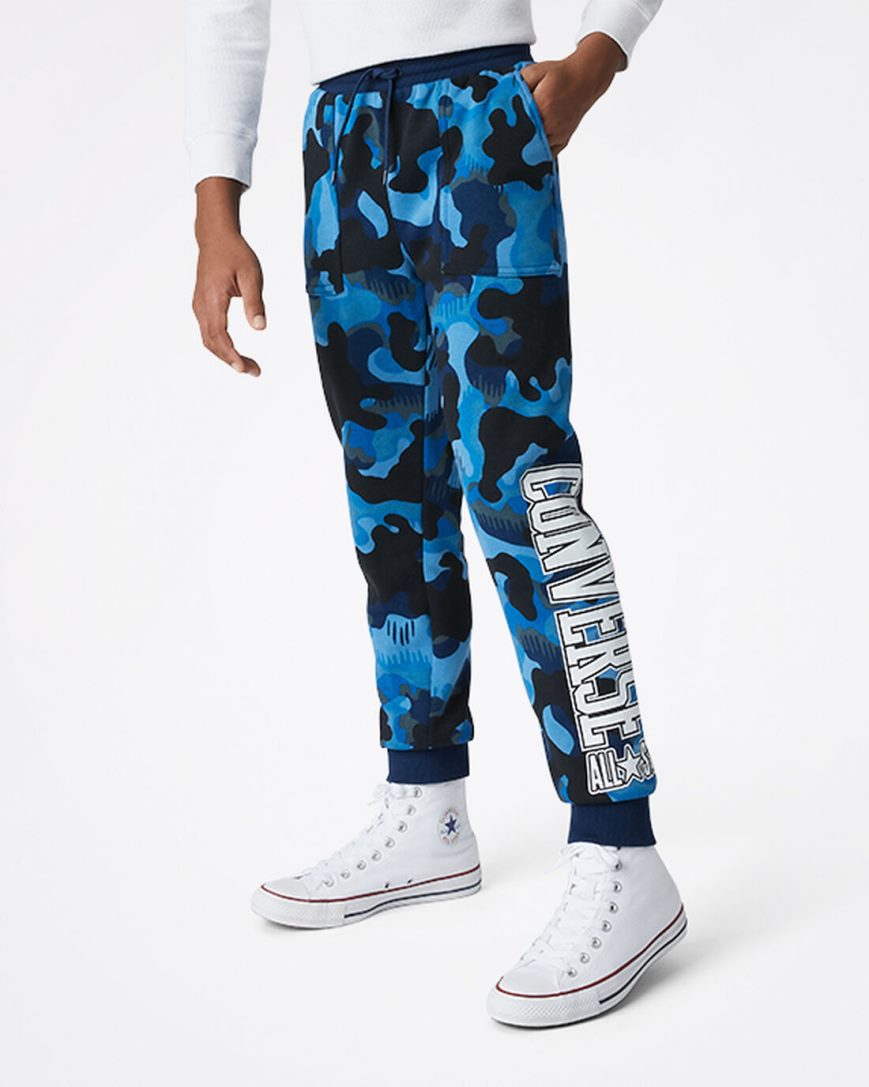 Calças Jogger Converse Camo Menino Azul Marinho | PT X0TP419